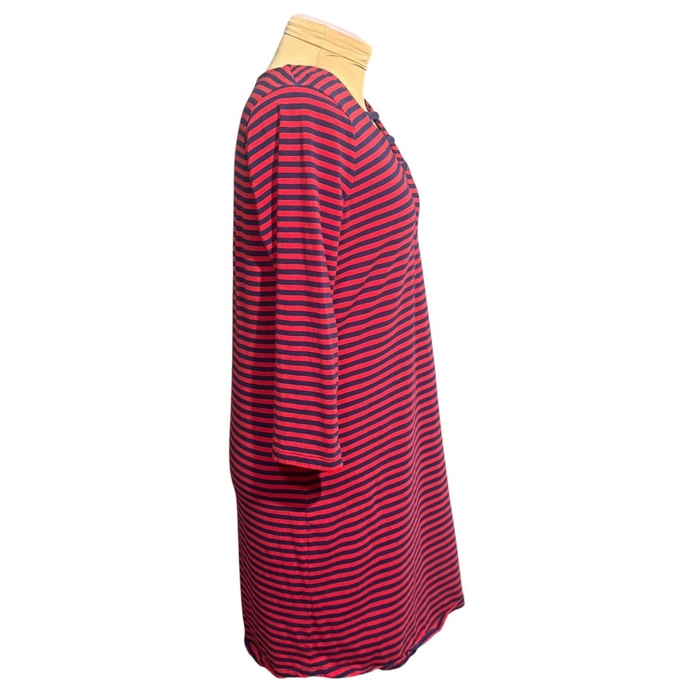 Michael Kors Striped Knit Dress Red & Navy V‑Neck Lace Up Preppy Gold Medium - Picture 5 of 11